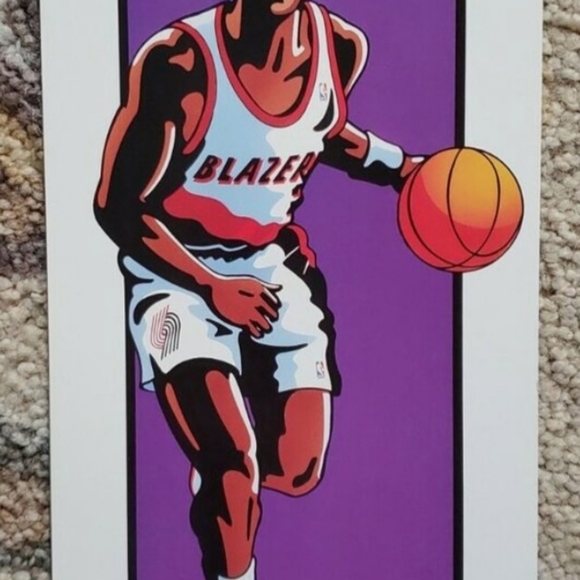 Vintage Portland Trail Blazers 18" x 7" Print Set of 5 1991-92 Playmakers - Picture 3 of 12